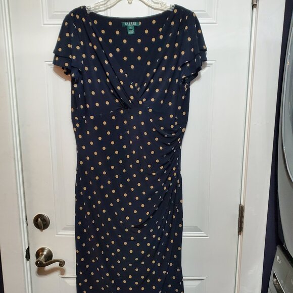 Lauren Ralph Lauren Dresses & Skirts - Lauren Ralph Lauren Blue Polka Dot Dress Size 16